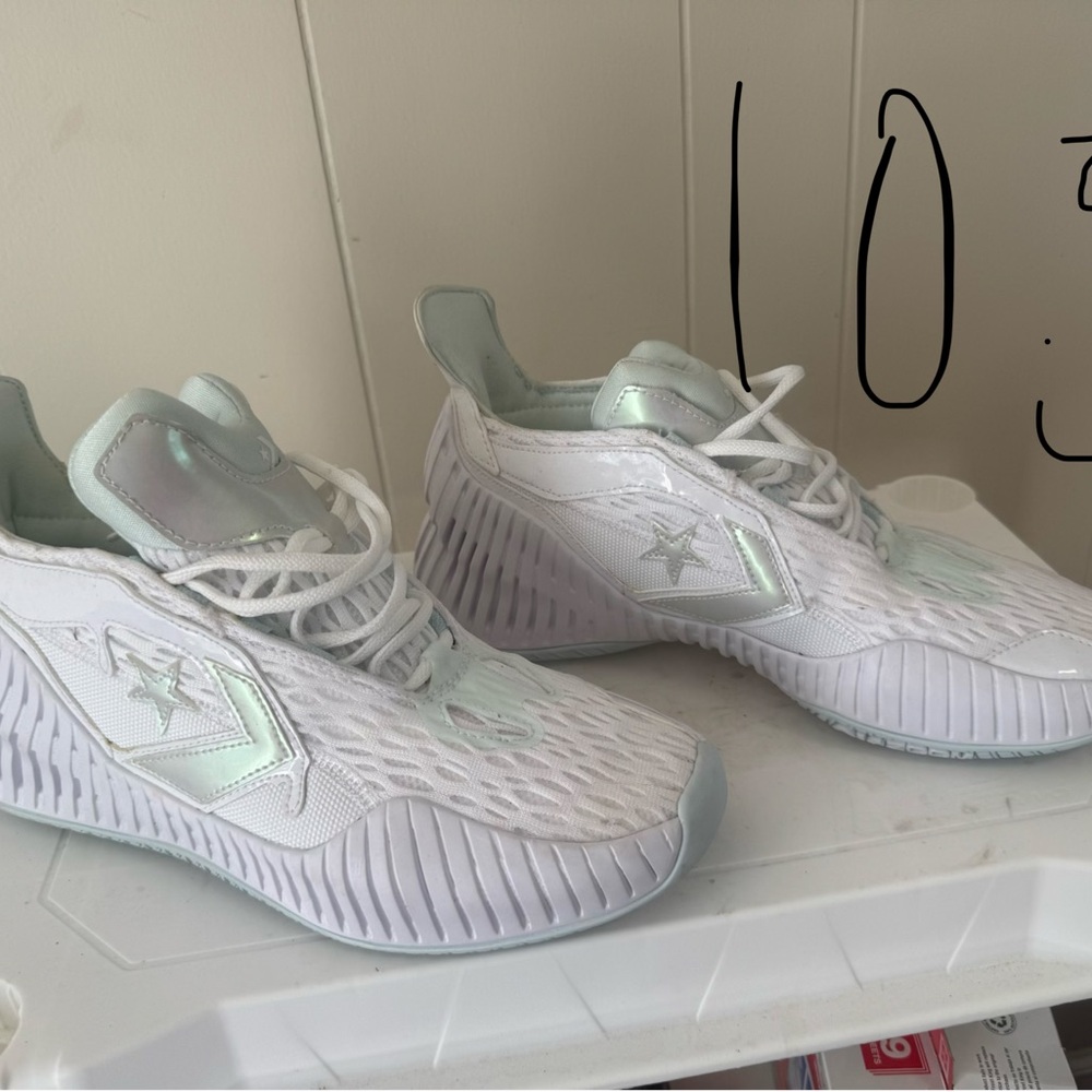 Converse White Sneakers with Iridescent Accents